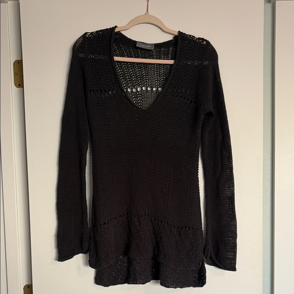 Wooden Ships Black Open-Knit Sweater